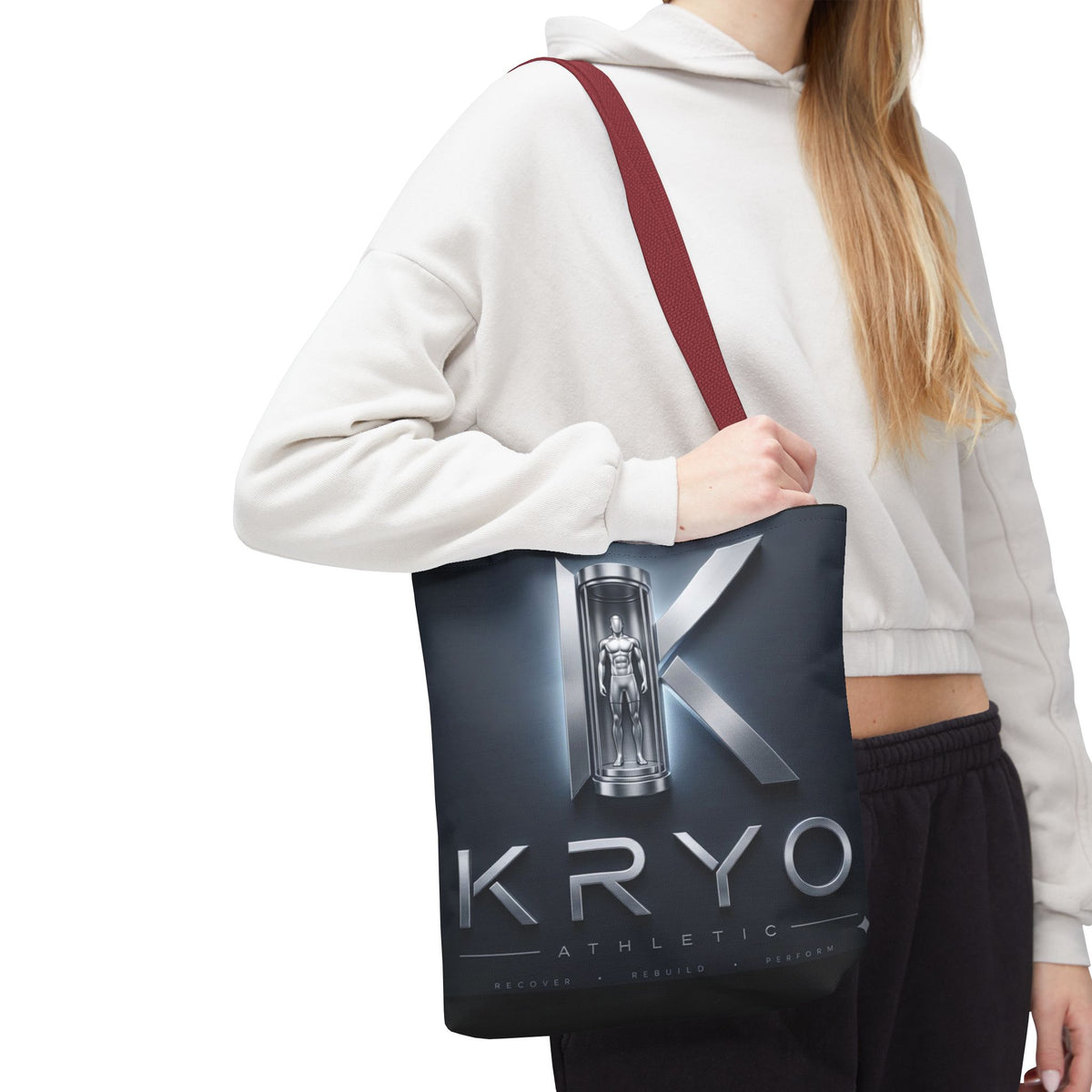 KRYO Athletic Logo Tote Bag – Futuristic Metallic Gym Tote