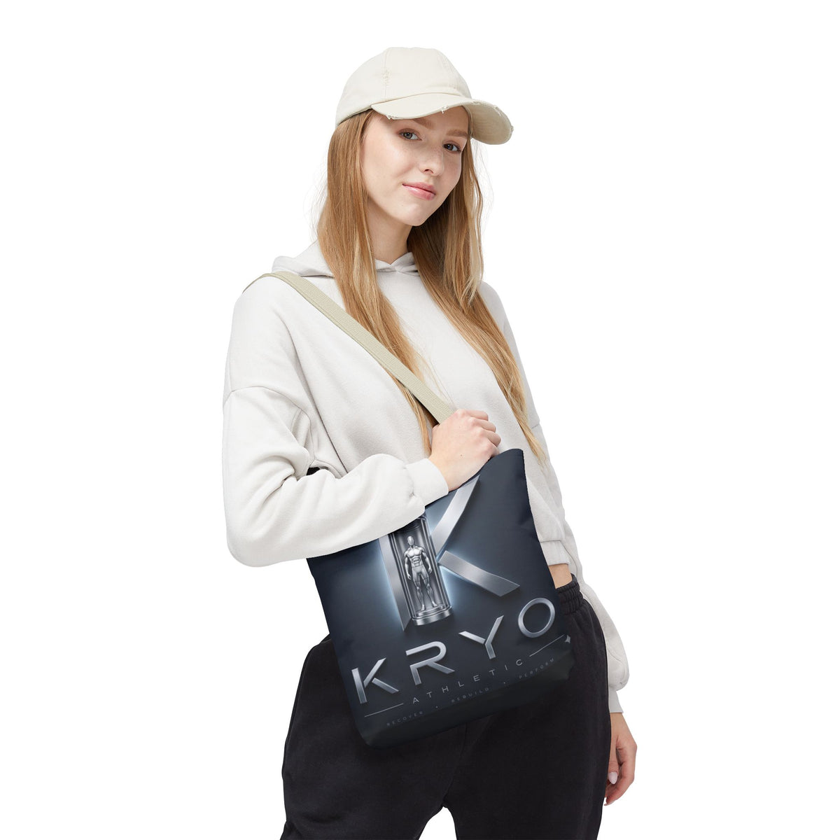 KRYO Athletic Logo Tote Bag – Futuristic Metallic Gym Tote