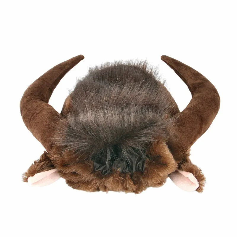 Pet Buffalo Horn Costume Hat Funny Dog Cat Wig Headwear Cosplay Headpiece for Halloween and Party Pet Hat