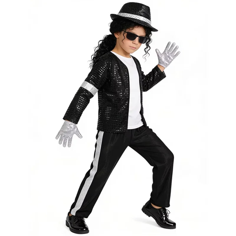 Michael Jackson Kids Clothes Halloween Cosplay Birthday Party Dance Performance Children's Costume Pop Star Boys Girls Outfits