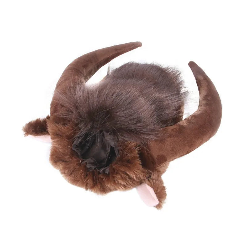 Pet Buffalo Horn Costume Hat Funny Dog Cat Wig Headwear Cosplay Headpiece for Halloween and Party Pet Hat