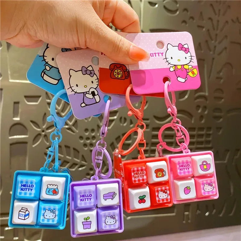 Sanrio Hello Kitty Voice Button Keyring Kt Cat Keycap Stress Relief Toy Cute Keyboard Button Squishy Desk Decor Birthday Gifts