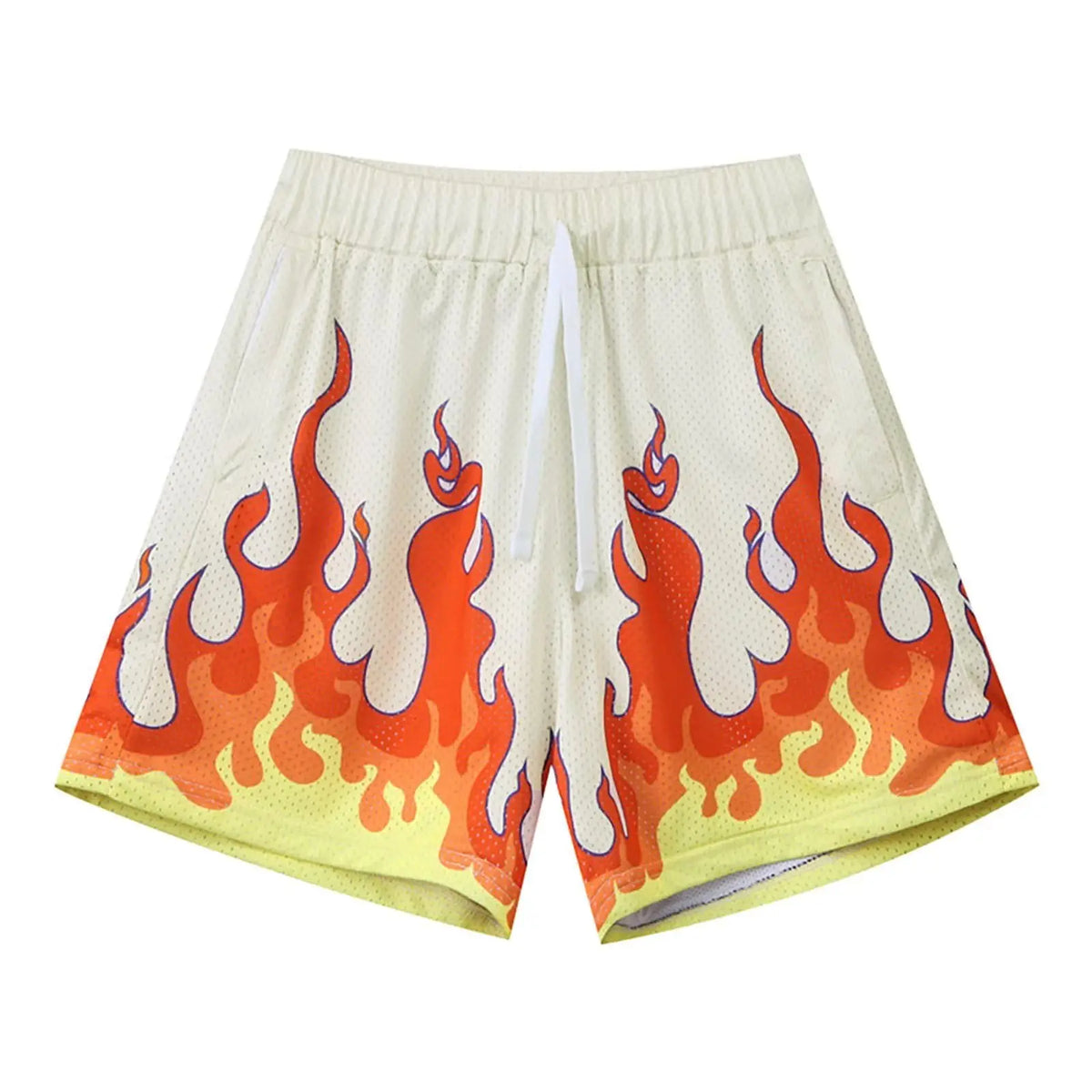 Men's Flame Pattern Basketball Shorts Boys Summer Cool Hawaii 3D Printed Casual Swim Trunks Quick Dry Surfboard Shorts