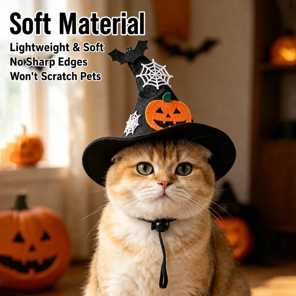 Small Dog Costume Accessory Halloween-Themed Halloween Pet Cap Pet Halloween Witch Hat Handcrafted Pumpkin Design Pet Hat