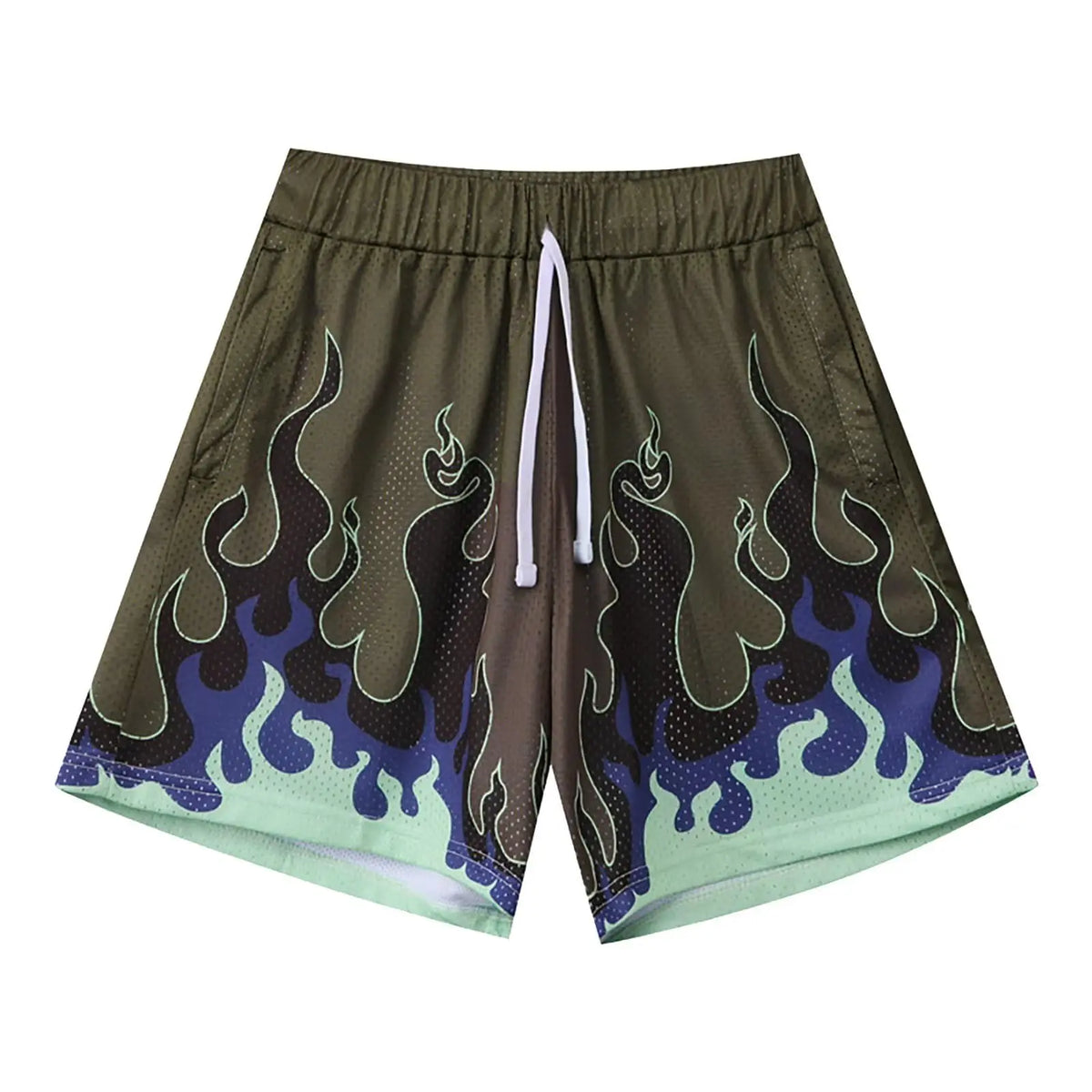 Men's Flame Pattern Basketball Shorts Boys Summer Cool Hawaii 3D Printed Casual Swim Trunks Quick Dry Surfboard Shorts