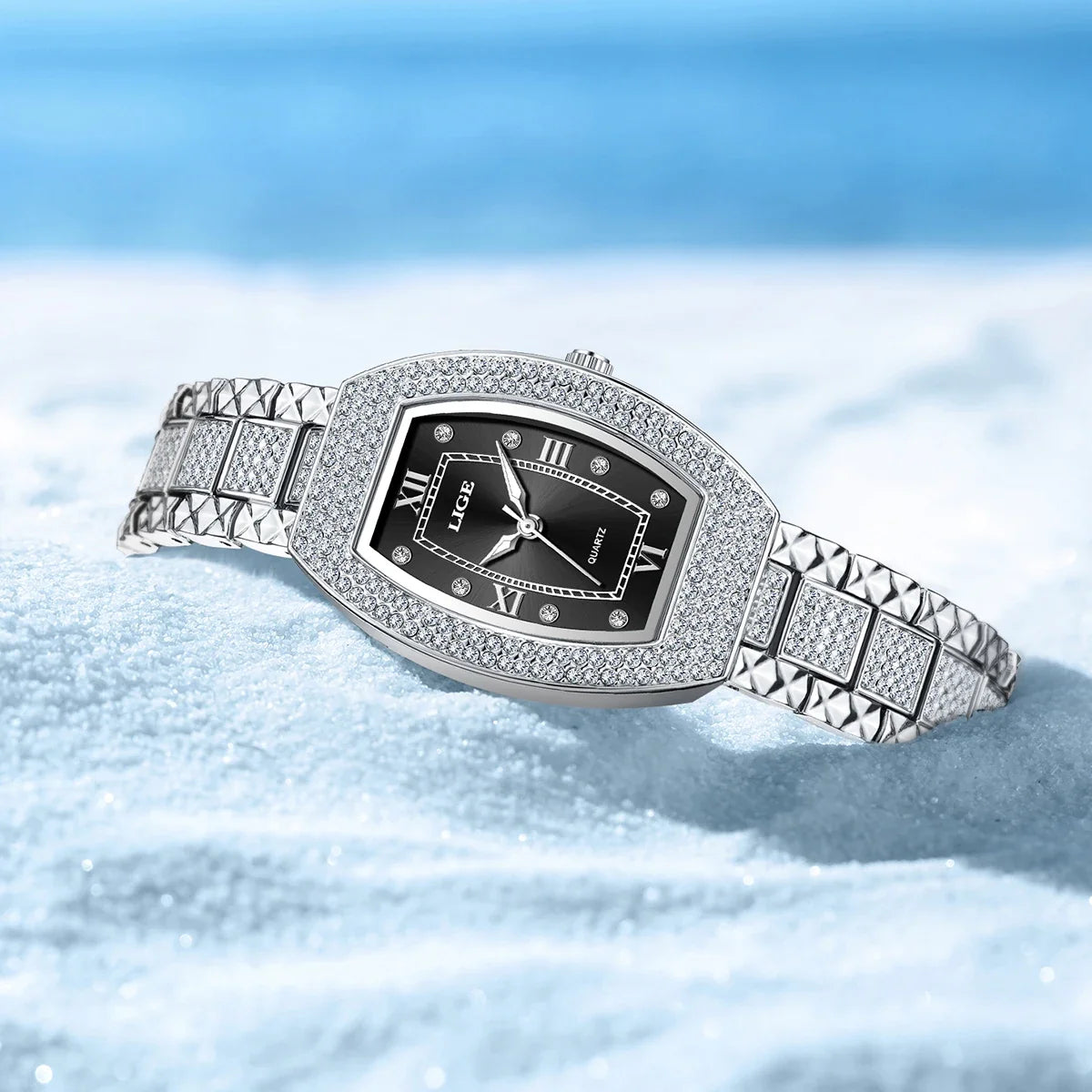 Women's Crystal Tonneau Quartz Bracelet Watch