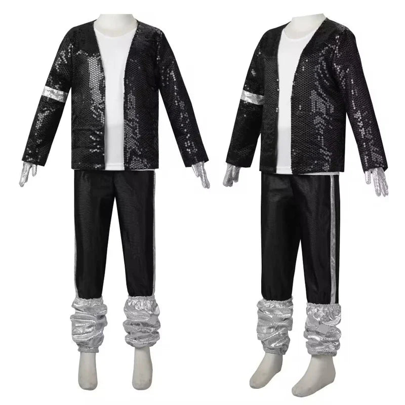Michael Jackson Kids Clothes Halloween Cosplay Birthday Party Dance Performance Children's Costume Pop Star Boys Girls Outfits