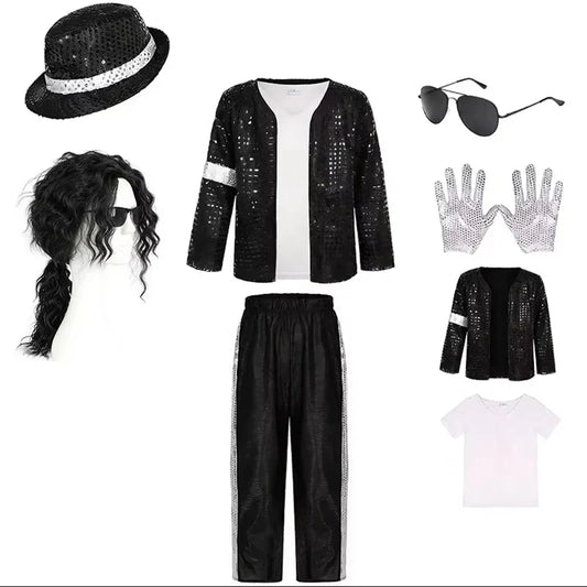 Michael Jackson Kids Clothes Halloween Cosplay Birthday Party Dance Performance Children's Costume Pop Star Boys Girls Outfits