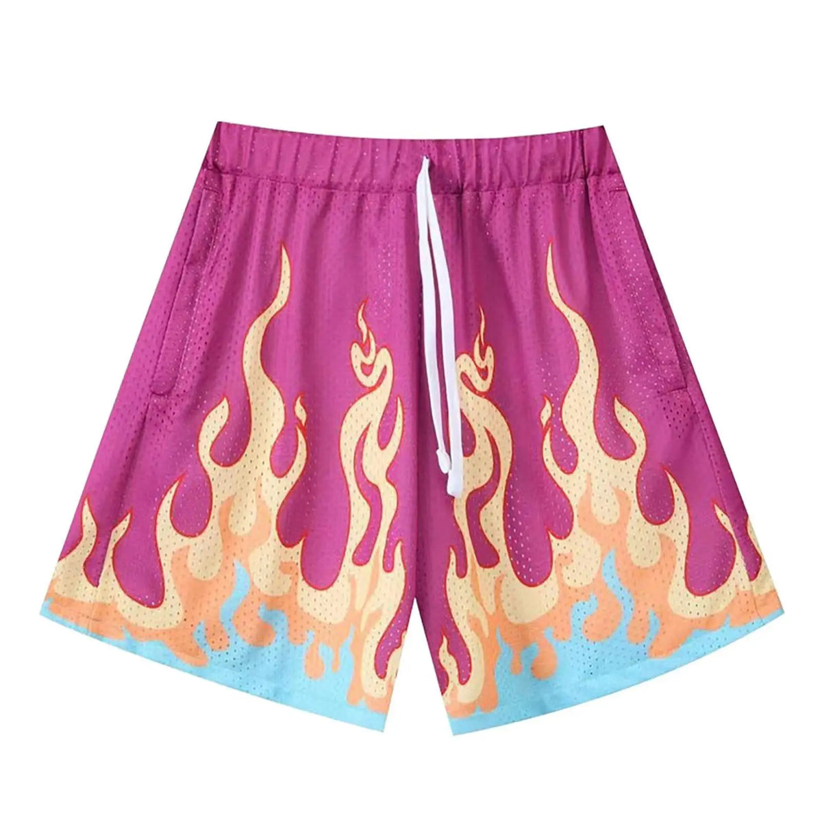 Men's Flame Pattern Basketball Shorts Boys Summer Cool Hawaii 3D Printed Casual Swim Trunks Quick Dry Surfboard Shorts
