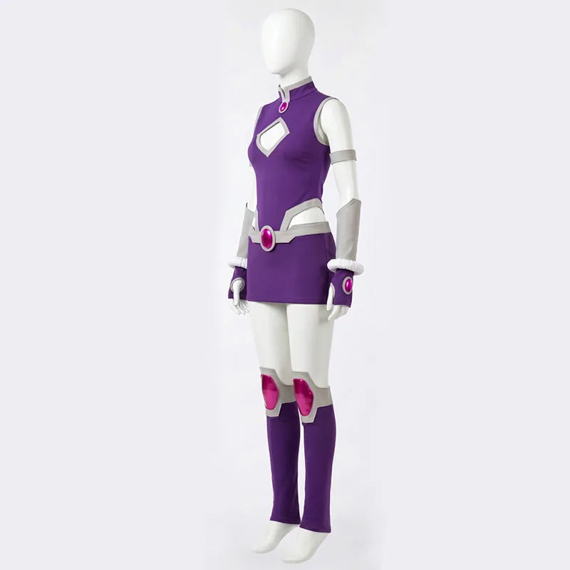 Koriand'r Cosplay Costumes Starfire Adult Women Purple Battle Suit Bodysuit Con Fantasy Outfits For Halloween Role Play Party