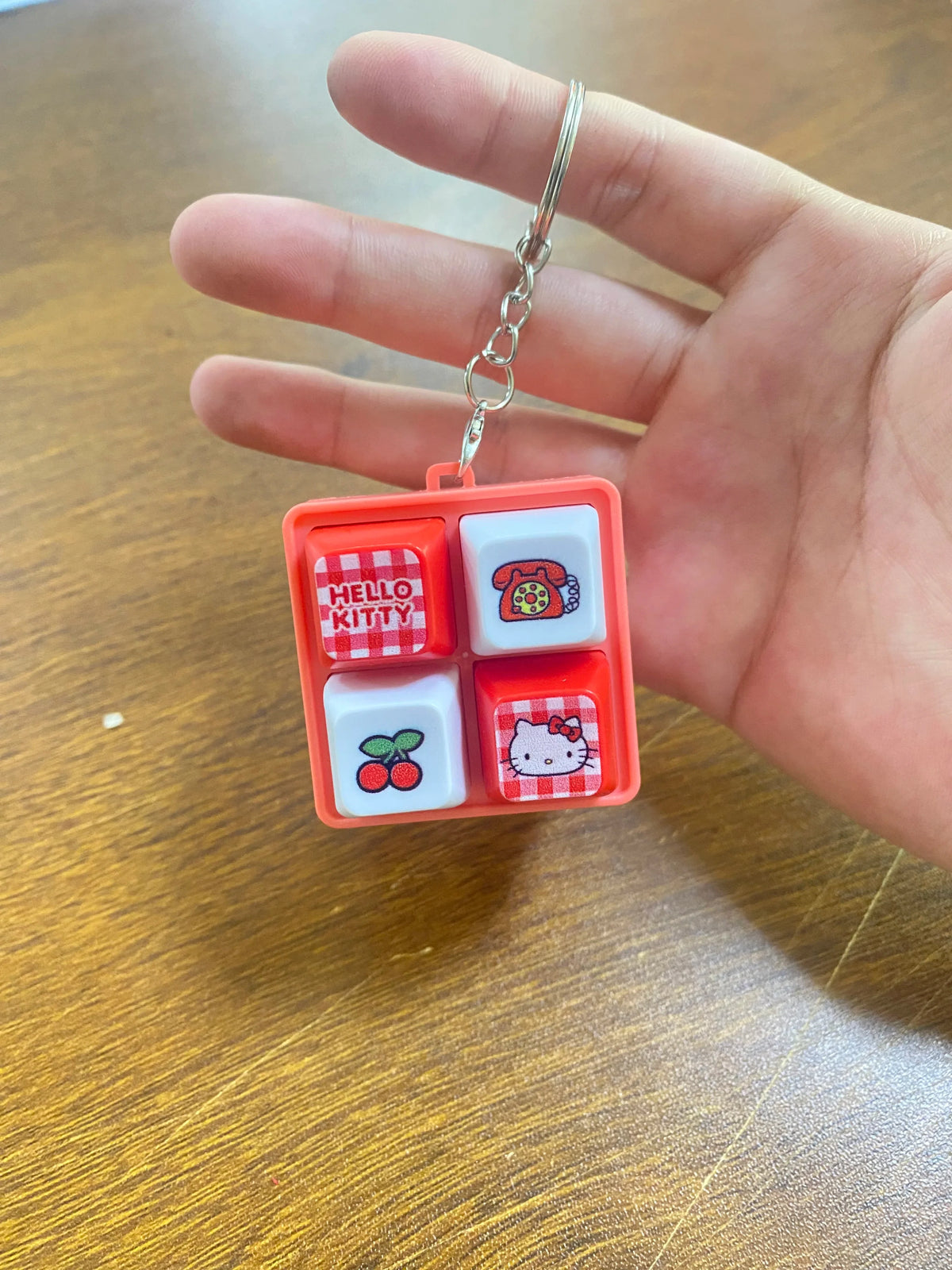 Sanrio Hello Kitty Voice Button Keyring Kt Cat Keycap Stress Relief Toy Cute Keyboard Button Squishy Desk Decor Birthday Gifts