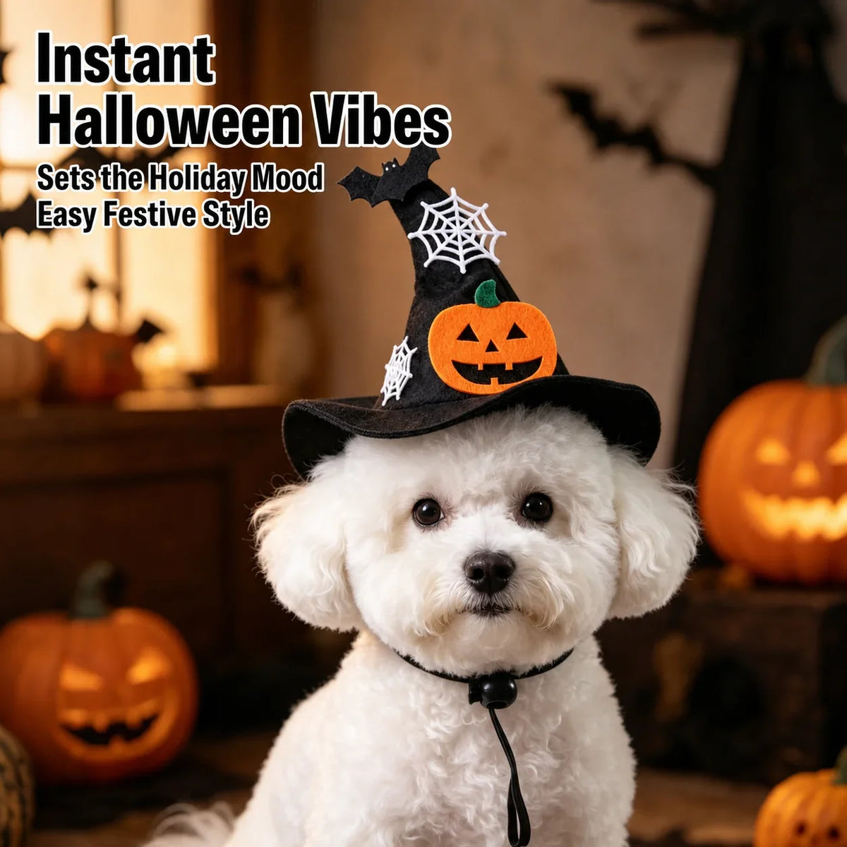 Small Dog Costume Accessory Halloween-Themed Halloween Pet Cap Pet Halloween Witch Hat Handcrafted Pumpkin Design Pet Hat