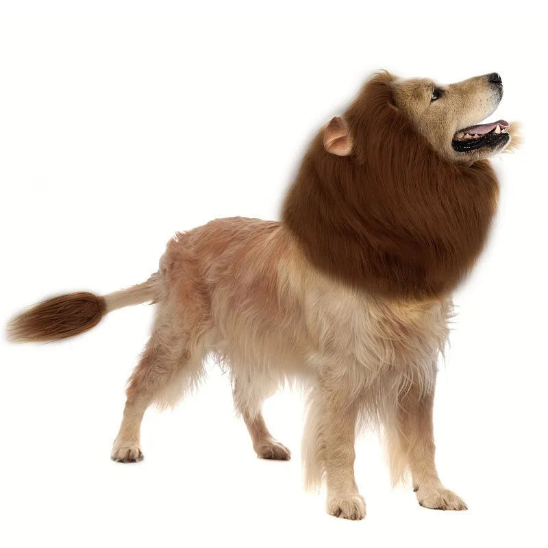 Pet Costume Funny Dog Lion Mane With Ears Wig Hat Pet Lion Headpiece Halloween Party Photo Prop Cute Animal Costume