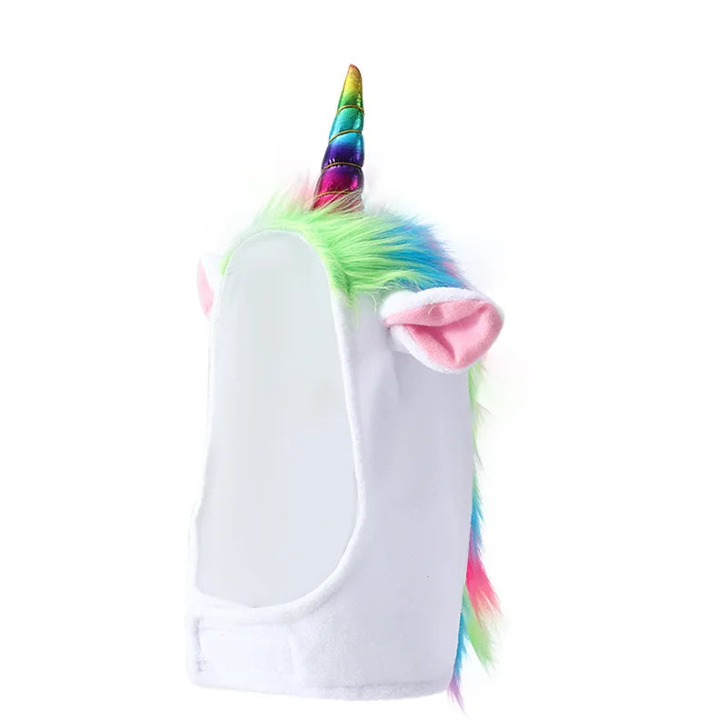 Rainbow Plush Pet Unicorn Hat for Dogs And Cats with Horn Halloween Cosplay Party Photo Props Small Pet Costume Headwear
