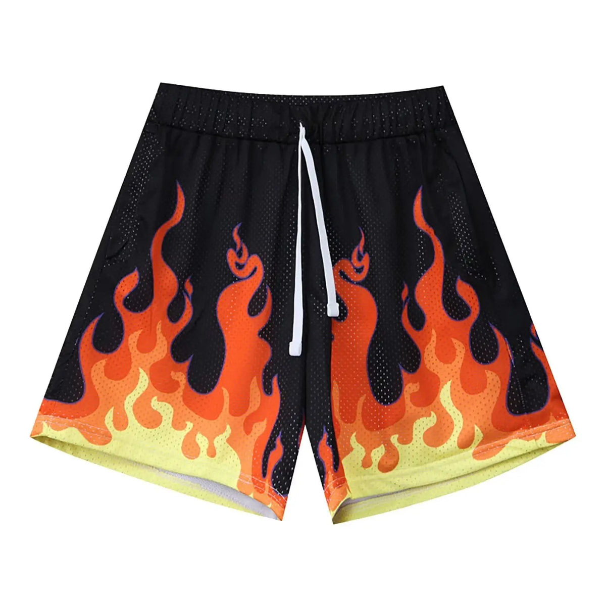 Men's Flame Pattern Basketball Shorts Boys Summer Cool Hawaii 3D Printed Casual Swim Trunks Quick Dry Surfboard Shorts