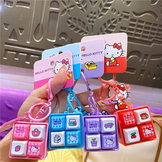 Sanrio Hello Kitty Voice Button Keyring Kt Cat Keycap Stress Relief Toy Cute Keyboard Button Squishy Desk Decor Birthday Gifts