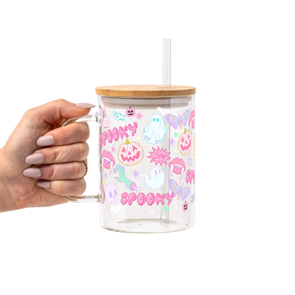Pastel Pink Halloween Glass Cups
