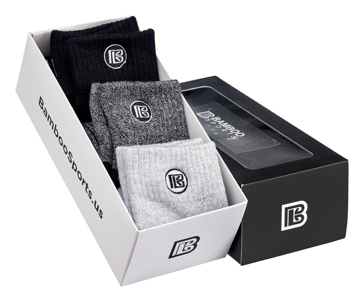 Premium Bamboo Rayon Quarter High Crew Socks - 3 Pair and 6 Pair Packs Available