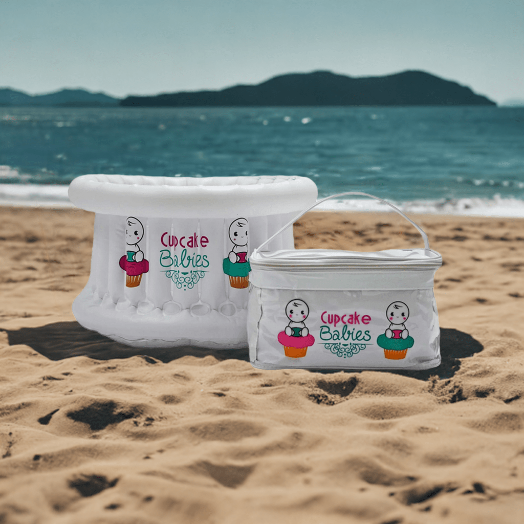 Cupcake Babies Small Bath White & travel pouch & inflator (suitable from birth up to 1 year)